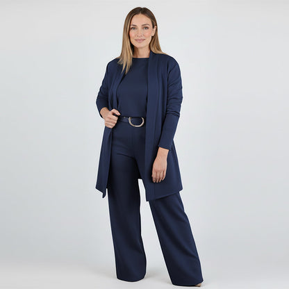 ⏳Tidsbegränsat specialerbjudande⏰✨Elegant 3-delat set med lång kofta, topp och byxor💞
