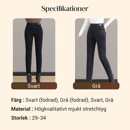 Kvinnors höga midja smala stretch varma magra jeans