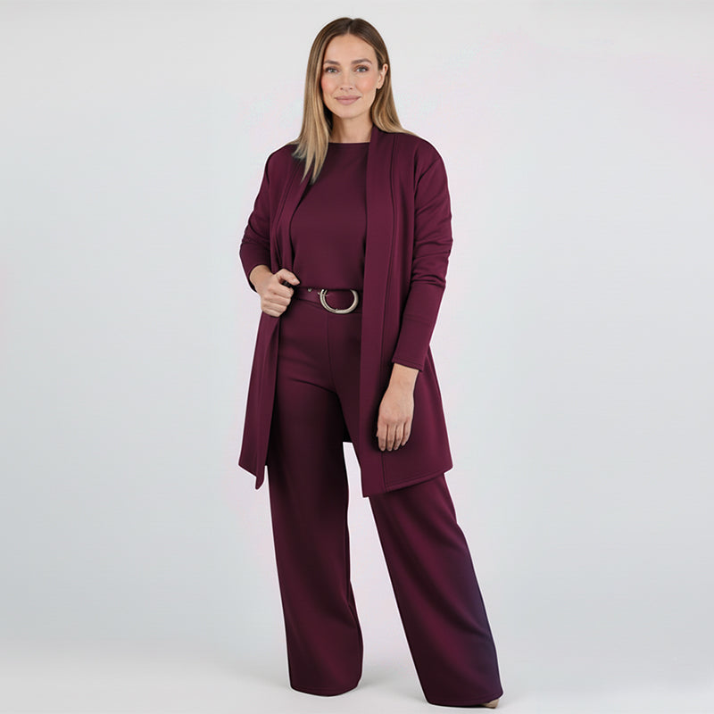 ⏳Tidsbegränsat specialerbjudande⏰✨Elegant 3-delat set med lång kofta, topp och byxor💞