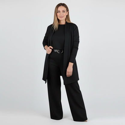 ⏳Tidsbegränsat specialerbjudande⏰✨Elegant 3-delat set med lång kofta, topp och byxor💞