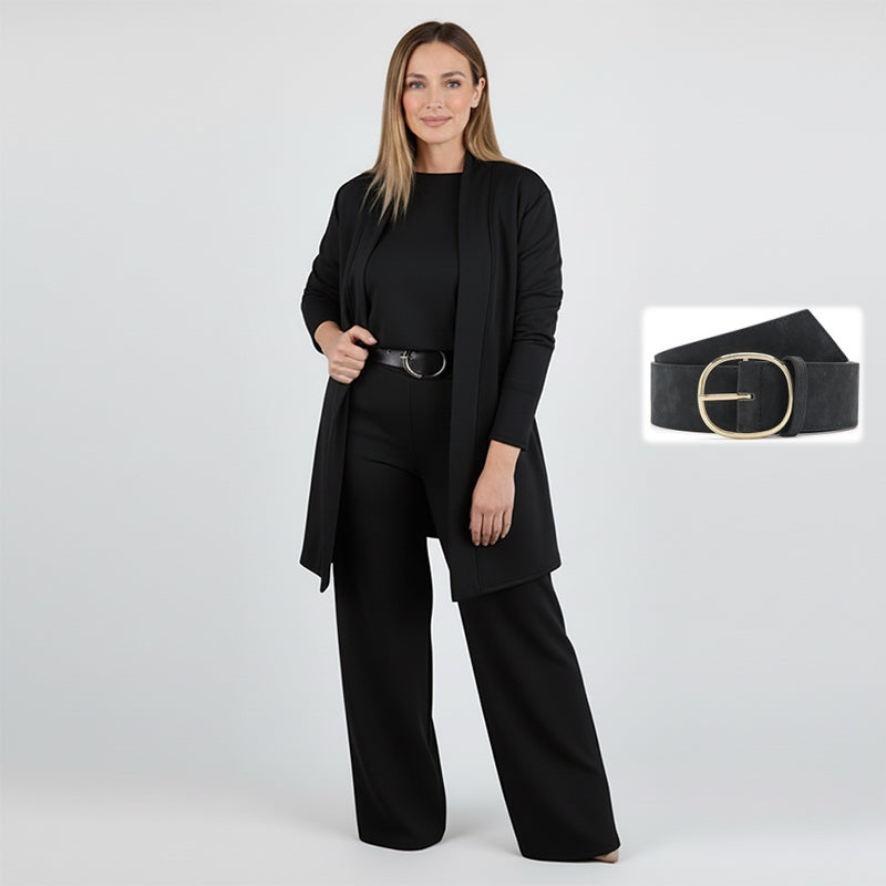 ⏳Tidsbegränsat specialerbjudande⏰✨Elegant 3-delat set med lång kofta, topp och byxor💞