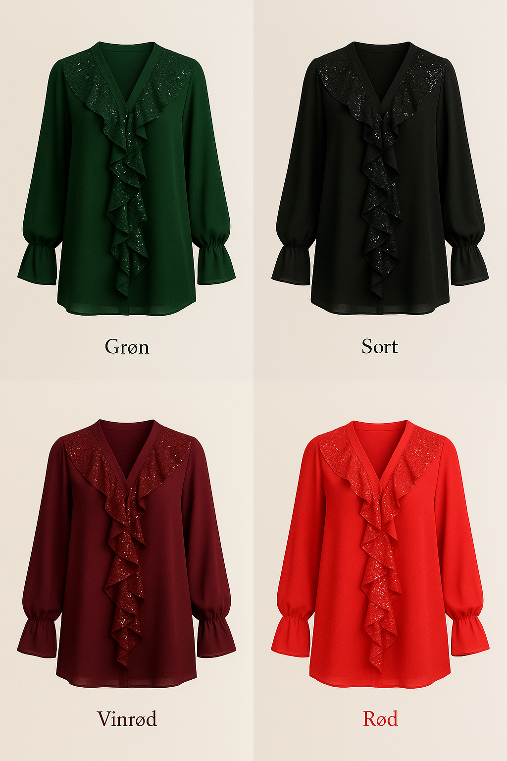 Ksenia – Elegant damebluse med flæsedetaljer