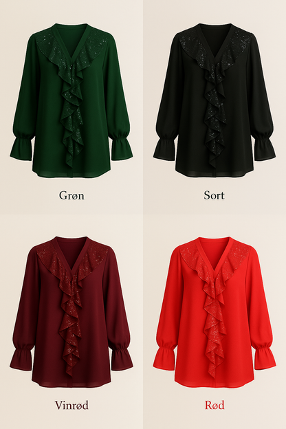 Ksenia – Elegant damebluse med flæsedetaljer