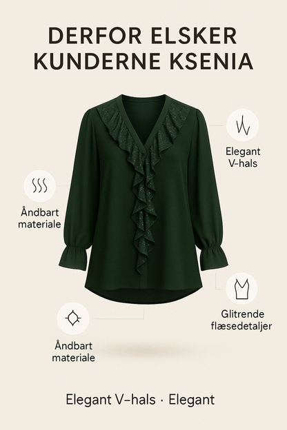 Ksenia – Elegant damebluse med flæsedetaljer