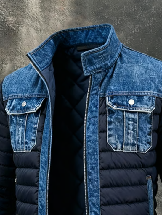 Roveri - Vadderad jacka med raffinerade detaljer i denim