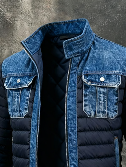 Roveri - Vadderad jacka med raffinerade detaljer i denim