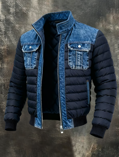 Roveri - Vadderad jacka med raffinerade detaljer i denim