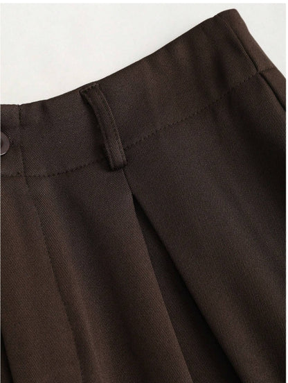 Elegant Wide-Leg Bukser – Tidløs Komfort i Mørk Brun