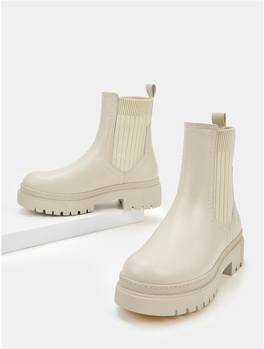 Chunky Chelsea Støvler – Stil & Komfort i Creme