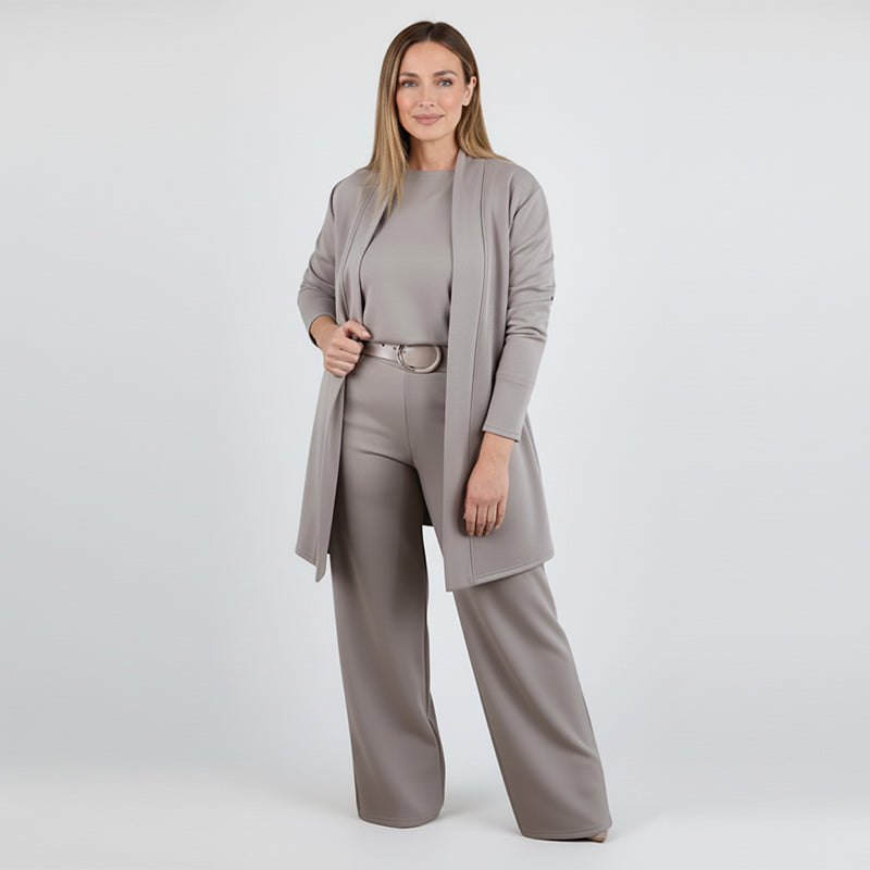 ⏳Tidsbegränsat specialerbjudande⏰✨Elegant 3-delat set med lång kofta, topp och byxor💞