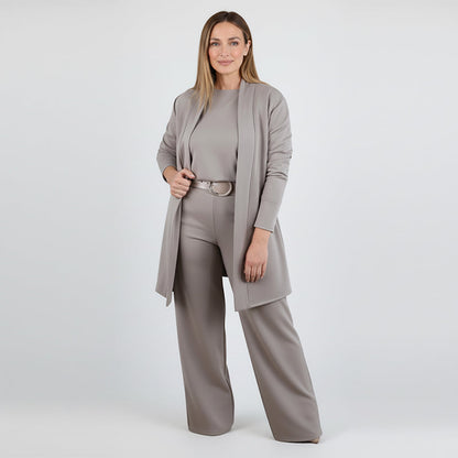 ⏳Tidsbegränsat specialerbjudande⏰✨Elegant 3-delat set med lång kofta, topp och byxor💞