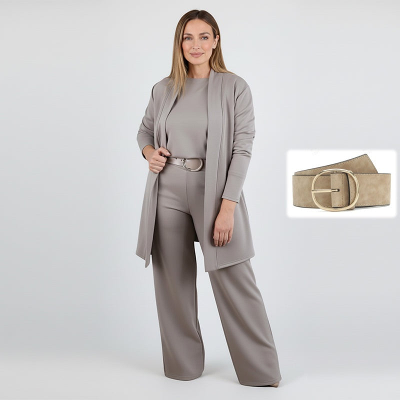 ⏳Tidsbegränsat specialerbjudande⏰✨Elegant 3-delat set med lång kofta, topp och byxor💞
