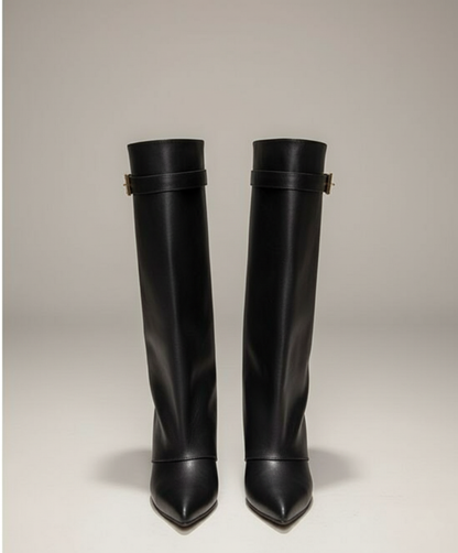 Elegant Knee-High Støvler – Statement Stil i Sort