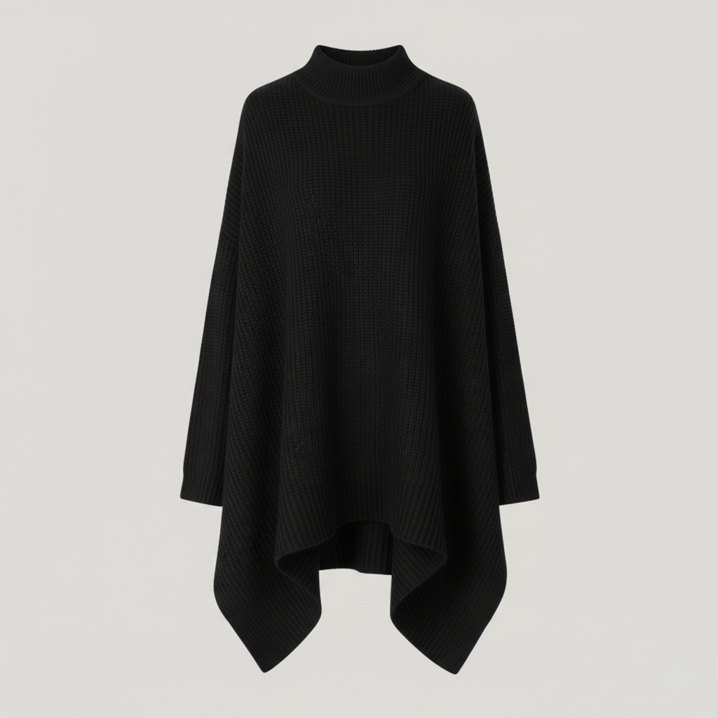 Överdimensionerad asymmetrisk stickad tröja med V-ringning – Khaki Chic