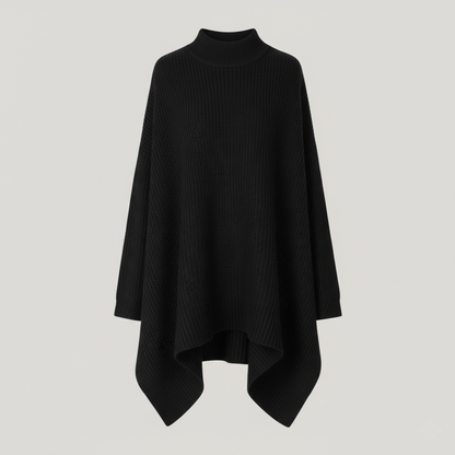 Överdimensionerad asymmetrisk stickad tröja med V-ringning – Khaki Chic